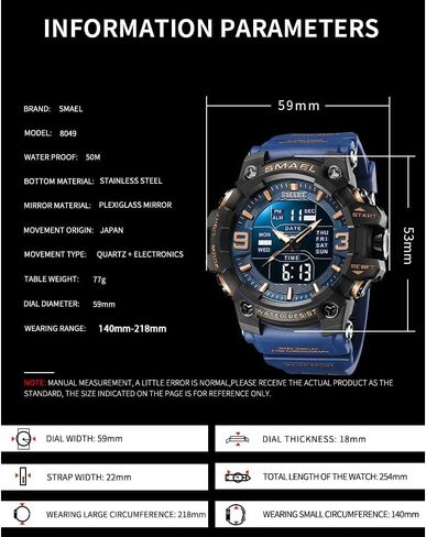 Men's Military Watches Outdoor Sports Watch Waterproof LED Date Alarm Digital Analog Wrist Watches for Men in Saudi Arabia