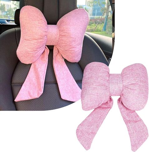 wuyaoyao Bow Car Headrest Pillow, Cute Bow Shape Car Neck Pillow, Soft Comfortable Automotive Seat Headrest Pillows for Driver, Universal Vehicle Neck Support Cushion for Sleeping Travel(Black) in Kuwait