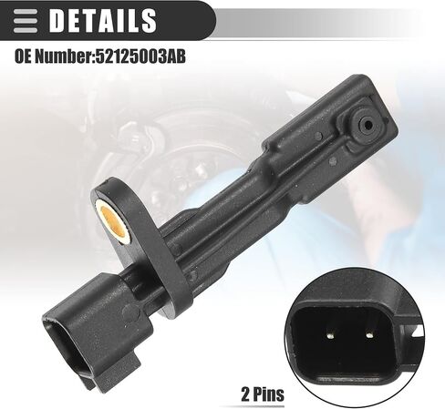 Motoforti Rear Left or Right ABS Sensor, Wheel Speed Sensor, for Jeep Wrangler 3.8L 2007-2018, Plastic, 52125003AB, Black in Saudi Arabia