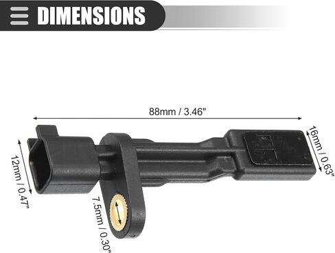 Motoforti Rear Left or Right ABS Sensor, Wheel Speed Sensor, for Jeep Wrangler 3.8L 2007-2018, Plastic, 52125003AB, Black in Saudi Arabia
