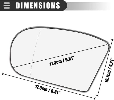 Motoforti Left Driver Side Heated Mirror Glass Replacement,for Mercedes-Benz E320 2003-2006,Real Glass,With Backing Plate,White Glass in Saudi Arabia