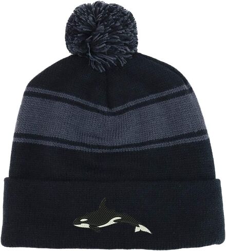 متجر ملابس عصريين Orca Killer Whale Two Tine Pom Pom Beanie Hat in Saudi Arabia