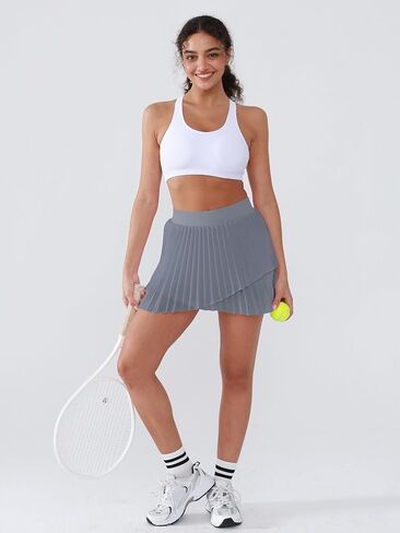 Women's High Waisted Pleated Tennis Skirts Tummy Control Flowy Workout Golf Skorts with Pockets in Saudi Arabia