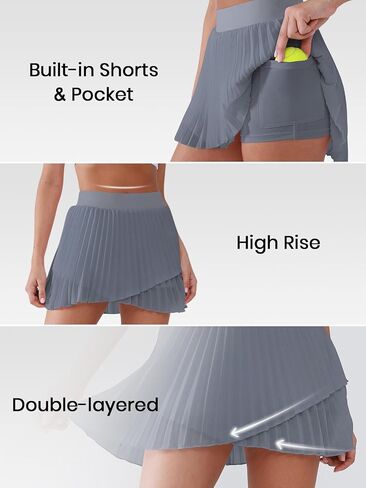Women's High Waisted Pleated Tennis Skirts Tummy Control Flowy Workout Golf Skorts with Pockets in Saudi Arabia