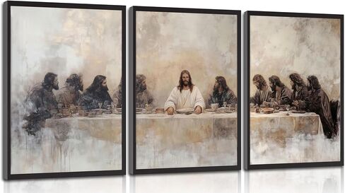 YUFXSTZV 3Pcs Jesus Last Supper Wall Art Christian Wall Decor Religious Faith Canvas Painting Scripture Jesus Wall Painting for Living Room Bedroom Church Unframed in Saudi Arabia