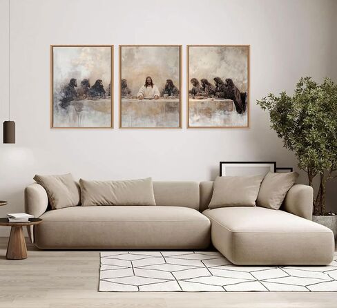 YUFXSTZV 3Pcs Jesus Last Supper Wall Art Christian Wall Decor Religious Faith Canvas Painting Scripture Jesus Wall Painting for Living Room Bedroom Church Unframed in Saudi Arabia