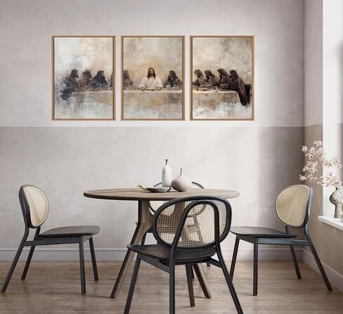 YUFXSTZV 3Pcs Jesus Last Supper Wall Art Christian Wall Decor Religious Faith Canvas Painting Scripture Jesus Wall Painting for Living Room Bedroom Church Unframed in Saudi Arabia