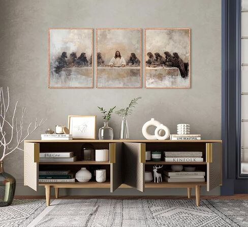 YUFXSTZV 3Pcs Jesus Last Supper Wall Art Christian Wall Decor Religious Faith Canvas Painting Scripture Jesus Wall Painting for Living Room Bedroom Church Unframed in Saudi Arabia