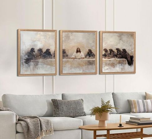 YUFXSTZV 3Pcs Jesus Last Supper Wall Art Christian Wall Decor Religious Faith Canvas Painting Scripture Jesus Wall Painting for Living Room Bedroom Church Unframed in Saudi Arabia
