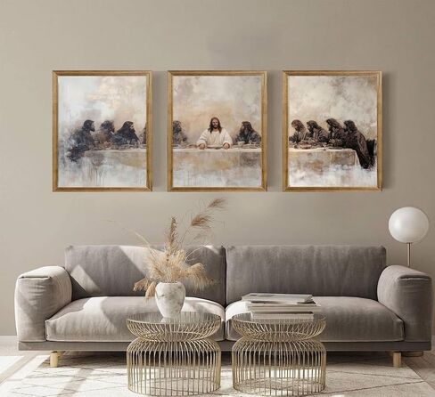 YUFXSTZV 3Pcs Jesus Last Supper Wall Art Christian Wall Decor Religious Faith Canvas Painting Scripture Jesus Wall Painting for Living Room Bedroom Church Unframed in Saudi Arabia