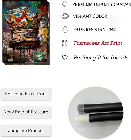Graffiti Sport Wall Art American Football Basketball Prints Picture Colorful Crown Ball Sport Painting Poster Fashion Inspirational Canvas Wall Decor for Teen Boys Room Bedroom Decoration Unframed in Saudi Arabia