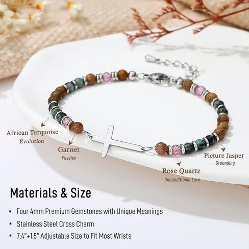 TONY & SANDY Christian Gifts for Women, Cross Bracelet, Confirmation Baptism Easter Gift, Unique Gifts for Women Birthday Christmas Stocking Stuffers for Teens Adults in Kuwait