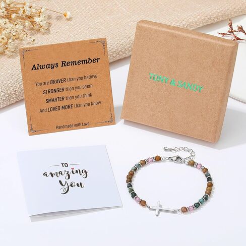 TONY & SANDY Christian Gifts for Women, Cross Bracelet, Confirmation Baptism Easter Gift, Unique Gifts for Women Birthday Christmas Stocking Stuffers for Teens Adults in Kuwait