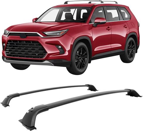 IKON MOTORSPORTS Lockable Roof Rack Cross Bars Compatible with 2024-2025 Toyota Grand Highlander & Lexus TX, Aluminum Black Anti-Theft Lock Crossbars with Key (Factory Side Rails Required) in Saudi Arabia