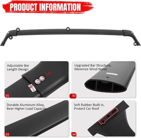 IKON MOTORSPORTS Lockable Roof Rack Cross Bars Compatible with 2024-2025 Toyota Grand Highlander & Lexus TX, Aluminum Black Anti-Theft Lock Crossbars with Key (Factory Side Rails Required) in Saudi Arabia
