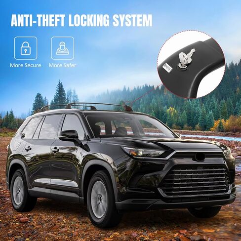 IKON MOTORSPORTS Lockable Roof Rack Cross Bars Compatible with 2024-2025 Toyota Grand Highlander & Lexus TX, Aluminum Black Anti-Theft Lock Crossbars with Key (Factory Side Rails Required) in Saudi Arabia