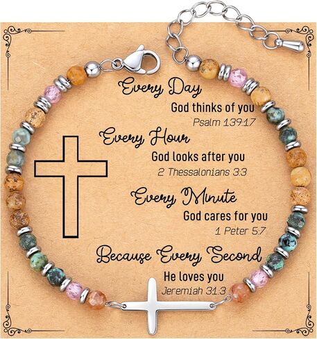 TONY & SANDY Christian Gifts for Women, Cross Bracelet, Confirmation Baptism Easter Gift, Unique Gifts for Women Birthday Christmas Stocking Stuffers for Teens Adults in Kuwait