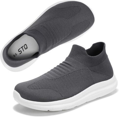 STQ Wide Toe Box Walking Shoes for Women Slip On Breathable Sock Sneakers | Arch Support, Sock Like Mesh, Breathable Upper, Lightweight, Non Slip, Comfortable, Daily Wear, Minimalist in Kuwait