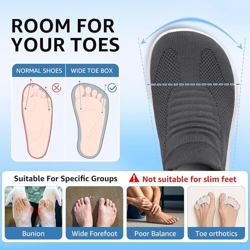 STQ Wide Toe Box Walking Shoes for Women Slip On Breathable Sock Sneakers | Arch Support, Sock Like Mesh, Breathable Upper, Lightweight, Non Slip, Comfortable, Daily Wear, Minimalist in Kuwait