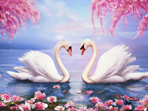 VAIIEYO 5D DIY Diamond Art Kits for Adults Swan, Diamond Painting Animal Bird, Paint by Numbers Full Drill Round Rhinestone Craft Canvas for Home Wall Decor Gift 12x16 inch-8 in Saudi Arabia