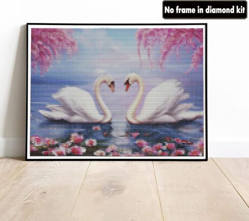 VAIIEYO 5D DIY Diamond Art Kits for Adults Swan, Diamond Painting Animal Bird, Paint by Numbers Full Drill Round Rhinestone Craft Canvas for Home Wall Decor Gift 12x16 inch-8 in Saudi Arabia