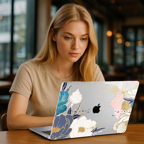 for M1 MacBook Air 13 inch Case 2021 2020 2019 2018 Model A2337/A2179/A1932, Laptop Hard Shell Case with Keyboard Cover & Trackpad Protector & 2 OTG Adapters, Abstract Peony in Saudi Arabia
