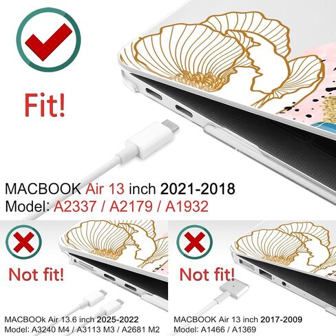 for M1 MacBook Air 13 inch Case 2021 2020 2019 2018 Model A2337/A2179/A1932, Laptop Hard Shell Case with Keyboard Cover & Trackpad Protector & 2 OTG Adapters, Abstract Peony in Saudi Arabia