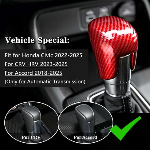 لا يوجد غطاء مقبض من الترس اللاصق لـ Honda Civic 2023-2025 ، لـ CRV HRV 2023-2025 ، من أجل اتفاق 2018-2025 ، إكسسوارات زخرفة ناقل الحركة الأوتوماتيكية ذات الحافة التلقائية (الكربون الأحمر) in Kuwait