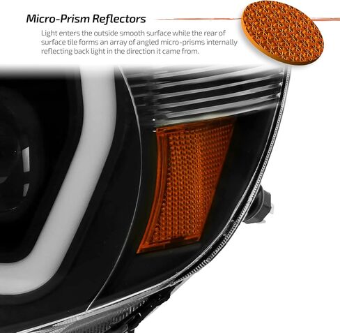 AKKON - Fits 2005-2011 Toyota Tacoma Pickup TRD [LED C-Light Bar] Projector Black Headlights Pair Driver Left+Passenger Right in Saudi Arabia