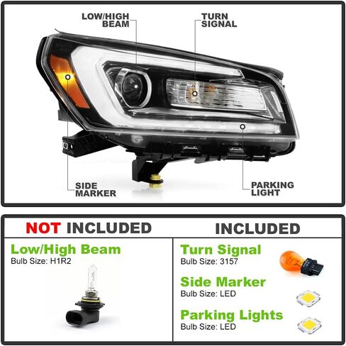 Acanii - لـ [نموذج الهالوجين فقط] 2013-2016 GMC Acadia OE Style LED Tube Projector Side Meadlamp Side in Saudi Arabia