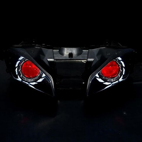 Red Demon White Angel Halo Projector Headlight Assembly For Yamaha YZF R6 2008 2009 2010 2011 2012 2013 2014 in Saudi Arabia