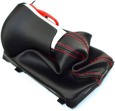 Gear Shift Knob Auto Automatic Leather Chrome for Audi A6 A7 A3 A4 A5 A6 c6 Q7 Q5 2009 2010 2011 2012 2014 4G1 713 139 R (Red line Black) in Kuwait