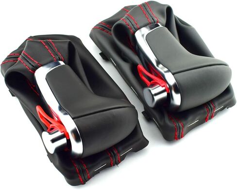 Gear Shift Knob Auto Automatic Leather Chrome for Audi A6 A7 A3 A4 A5 A6 c6 Q7 Q5 2009 2010 2011 2012 2014 4G1 713 139 R (Red line Black) in Kuwait