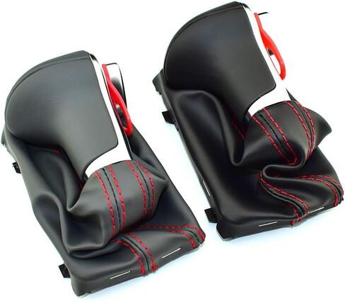 Gear Shift Knob Auto Automatic Leather Chrome for Audi A6 A7 A3 A4 A5 A6 c6 Q7 Q5 2009 2010 2011 2012 2014 4G1 713 139 R (Red line Black) in Kuwait