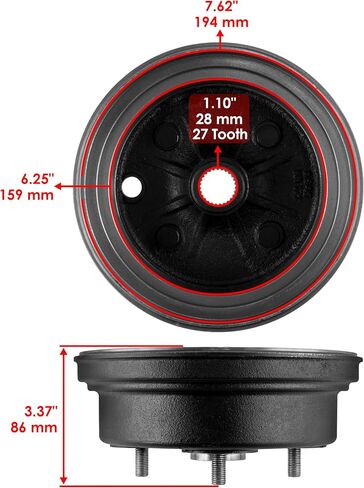 Caltric Front Wheel Brake Hub متوافق مع Yamaha ATV Big Bear 350 4WD YFM350FW 1989-1998 / KODIAK 400 4WD YFM400FW 1993-1998 in Saudi Arabia