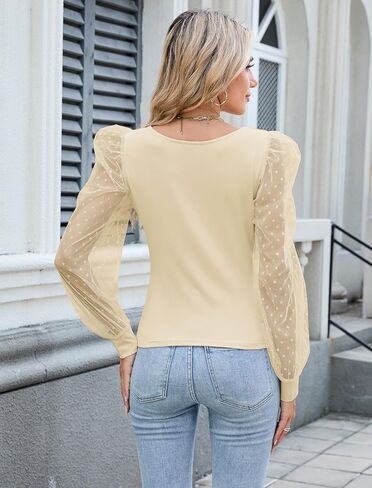 ZAFUL Womens Mesh Long Sleeve Tops Sexy Going Out Shirts Casual Fall Outfits in Saudi Arabia