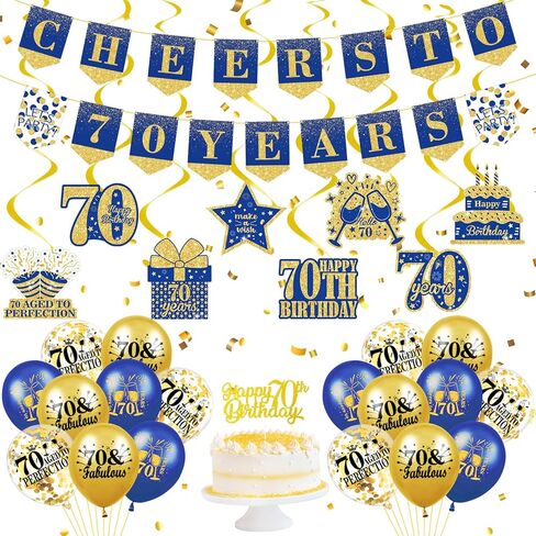 زخارف عيد ميلاد الذهب الأزرق 90 لرجال الذهب الأزرق 90 لافتة عيد ميلاد شنقا دوامات البحرية الذهب الأزرق الذهب 90 البالونات عيد ميلاد 90 كعكة عيد ميلاد للرجال in Kuwait