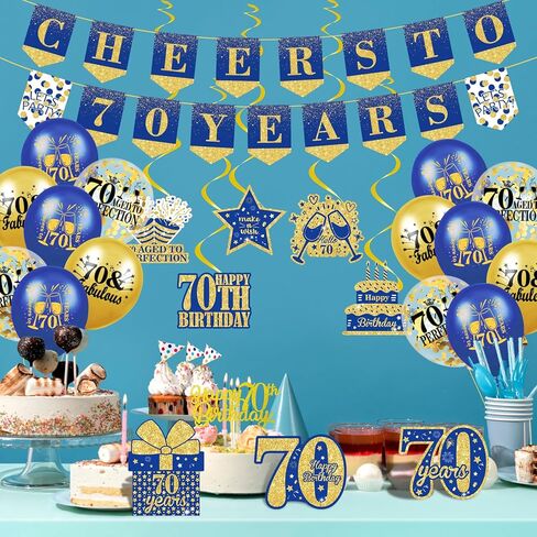 زخارف عيد ميلاد الذهب الأزرق 90 لرجال الذهب الأزرق 90 لافتة عيد ميلاد شنقا دوامات البحرية الذهب الأزرق الذهب 90 البالونات عيد ميلاد 90 كعكة عيد ميلاد للرجال in Kuwait