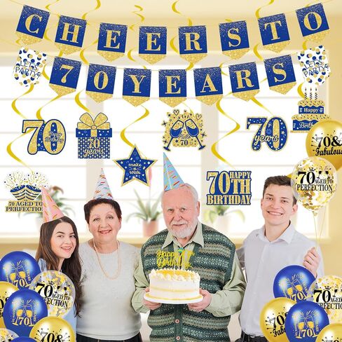 زخارف عيد ميلاد الذهب الأزرق 90 لرجال الذهب الأزرق 90 لافتة عيد ميلاد شنقا دوامات البحرية الذهب الأزرق الذهب 90 البالونات عيد ميلاد 90 كعكة عيد ميلاد للرجال in Kuwait