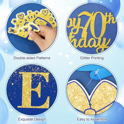 زخارف عيد ميلاد الذهب الأزرق 90 لرجال الذهب الأزرق 90 لافتة عيد ميلاد شنقا دوامات البحرية الذهب الأزرق الذهب 90 البالونات عيد ميلاد 90 كعكة عيد ميلاد للرجال in Kuwait