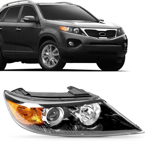 Left Headlight Assembly Driver Side W/O Bulb black Compatible with 2011 2012 2013 Kia Sorento KI2502143 in Saudi Arabia