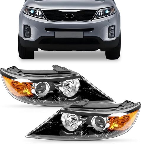 Left Headlight Assembly Driver Side W/O Bulb black Compatible with 2011 2012 2013 Kia Sorento KI2502143 in Saudi Arabia