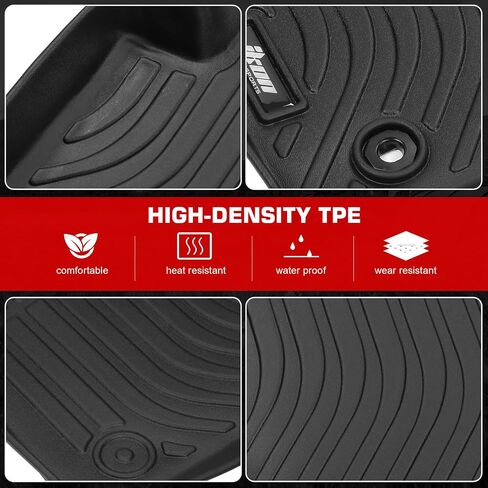 IKON MOTORSPORTS 3D TPE Floor Mats, Compatible with 2018-2024 Toyota Camry, All Weather Waterproof Anti-Slip Floor Liners, Front & 2nd Row Full Set Car Interior Accessories, Black in Saudi Arabia