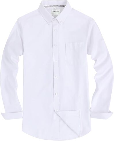 قميص الأكمام الطويلة من أكسفورد للرجال ، والأعمال غير الرسمية مع جيب الصدر ، وخالي من التجاعيد ، S-6XL و Multi-Color in Kuwait
