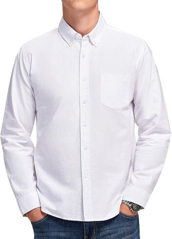 قميص الأكمام الطويلة من أكسفورد للرجال ، والأعمال غير الرسمية مع جيب الصدر ، وخالي من التجاعيد ، S-6XL و Multi-Color in Kuwait