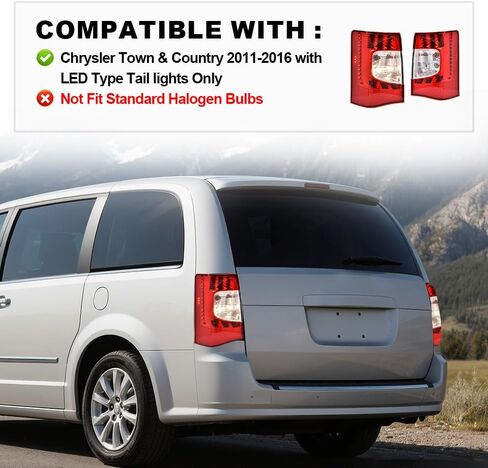 PIT66 LED Tail Lights Set Left & Right Compatible with Chrysler Town and Country 2011-2016 CH2800198, CH2801198,5182531AE, 5182530AE Bulbs and Wiring Harnesses Included Rear Light Lamp Assembly in Saudi Arabia