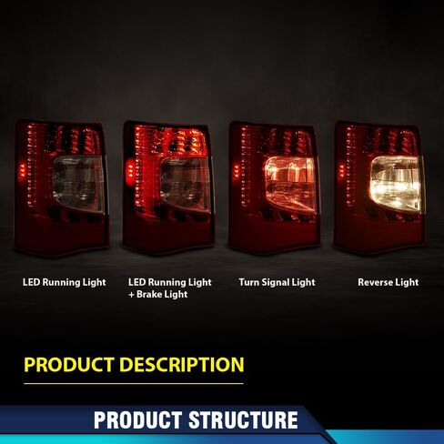 PIT66 LED Tail Lights Set Left & Right Compatible with Chrysler Town and Country 2011-2016 CH2800198, CH2801198,5182531AE, 5182530AE Bulbs and Wiring Harnesses Included Rear Light Lamp Assembly in Saudi Arabia