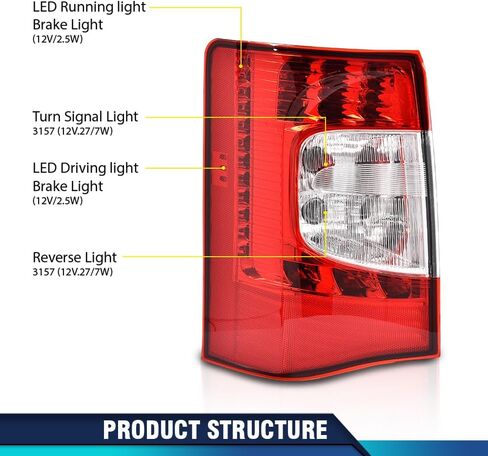 PIT66 LED Tail Lights Set Left & Right Compatible with Chrysler Town and Country 2011-2016 CH2800198, CH2801198,5182531AE, 5182530AE Bulbs and Wiring Harnesses Included Rear Light Lamp Assembly in Saudi Arabia