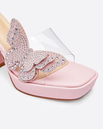 الكعوب منصة حجر الراين الفراشة - صندل شفاف عالية الكعب للنساء ، مثالي للحفلة الحفلة والمناسبات الأنيقة - y2k أسلوب خيالي in Kuwait