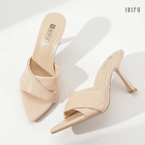 idifu in4 مدببة المفتوحات المفتوحة من أعقاب الخنجر العالية للنساء زلة أنيقة على شريحة الكعب الصنادل مريحة الزفاف الزفاف في المساء الحفلات حفلة موسيقية حذاء مثير لطيف عصري الأزياء البغال الكعوب in Saudi Arabia